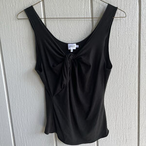 Armani Collezioni Twist Front Draped Jersey Tank Sleeveless in Black Size 12